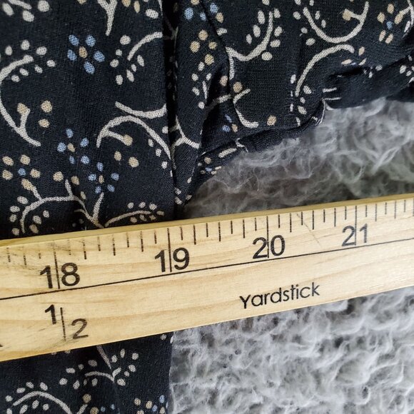 J. Jill Top Womens XL Black Floral 3/4 Sleeve Lightweight Relaxed Fit Blouse - Picture 7 of 9